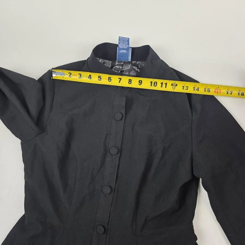 Harry Potter Coat Womens Medium Black Marauders Map Fit Flare Hot Topic Buttons‎